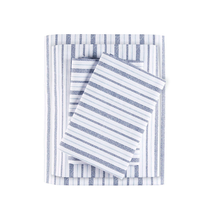 200 Thread Count Printed Cotton - Full Sheet Set - Blue Stripe - Simple Home Plus