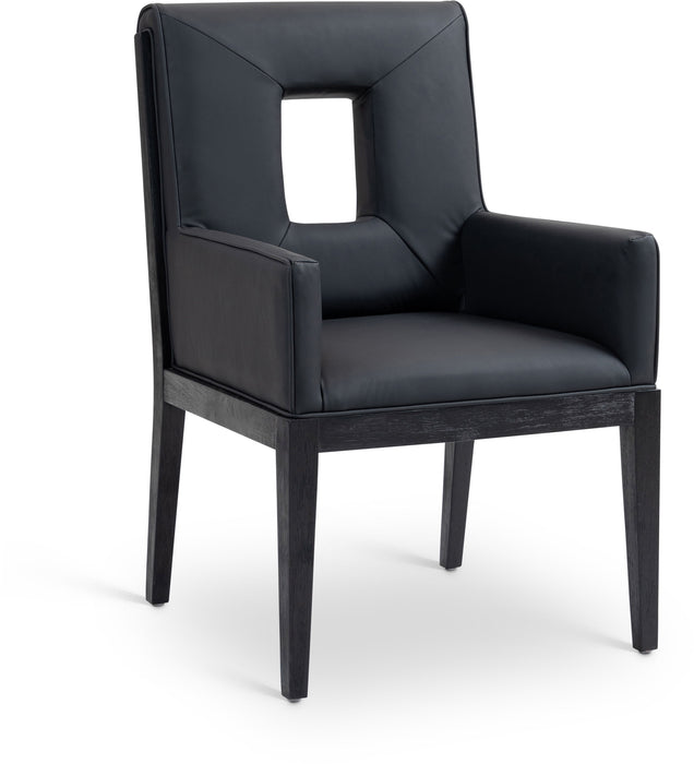 Gwendolyn - Faux Leather Dining Arm Chair With Black Frame - Simple Home Plus