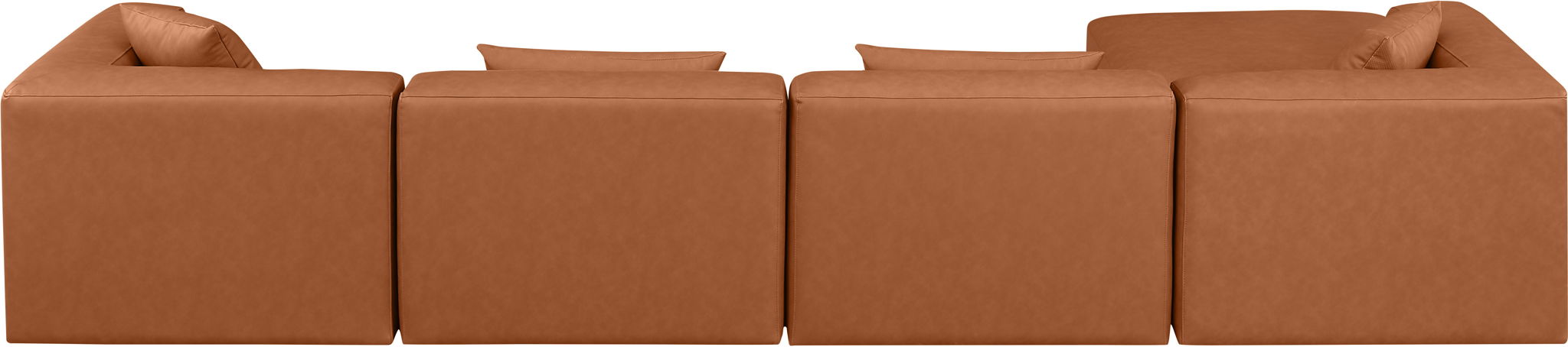 Cube - 5 Piece Modular Sectional With Chaise - Cognac - Simple Home Plus
