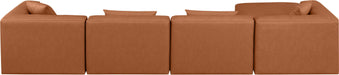 Cube - 5 Piece Modular Sectional With Chaise - Cognac - Simple Home Plus