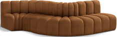 Arc - Velvet 5 Piece Modular Sofa - Saddle - Simple Home Plus