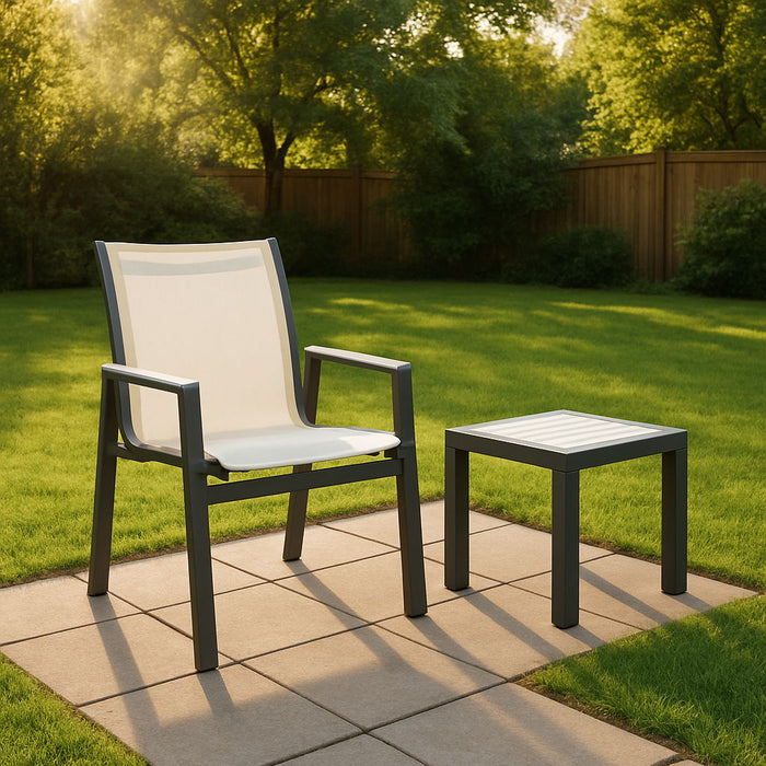 Nizuc - Outdoor Patio Dining Arm Chair With Gray Frame (Set of 2) - Simple Home Plus