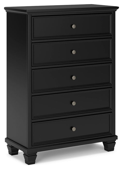 Lanolee - Black - Five Drawer Chest - Simple Home Plus