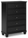 Lanolee - Black - Five Drawer Chest - Simple Home Plus