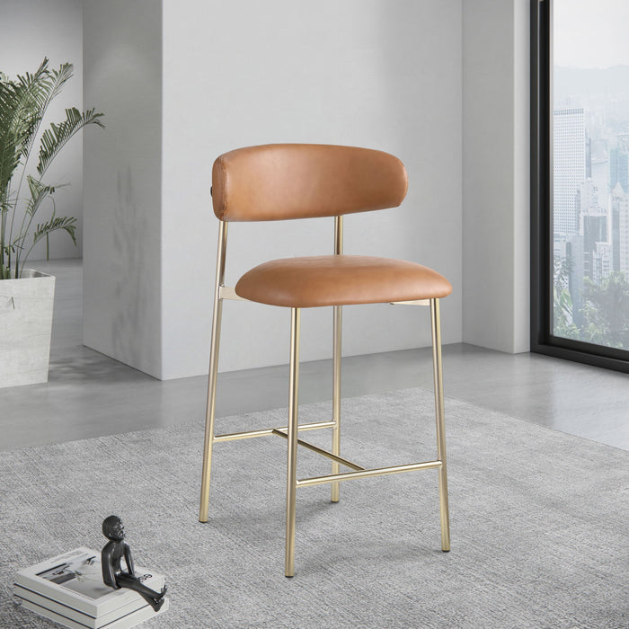 Lupita - Counter Stool With Brushed Gold Frame (Set of 2) - Simple Home Plus