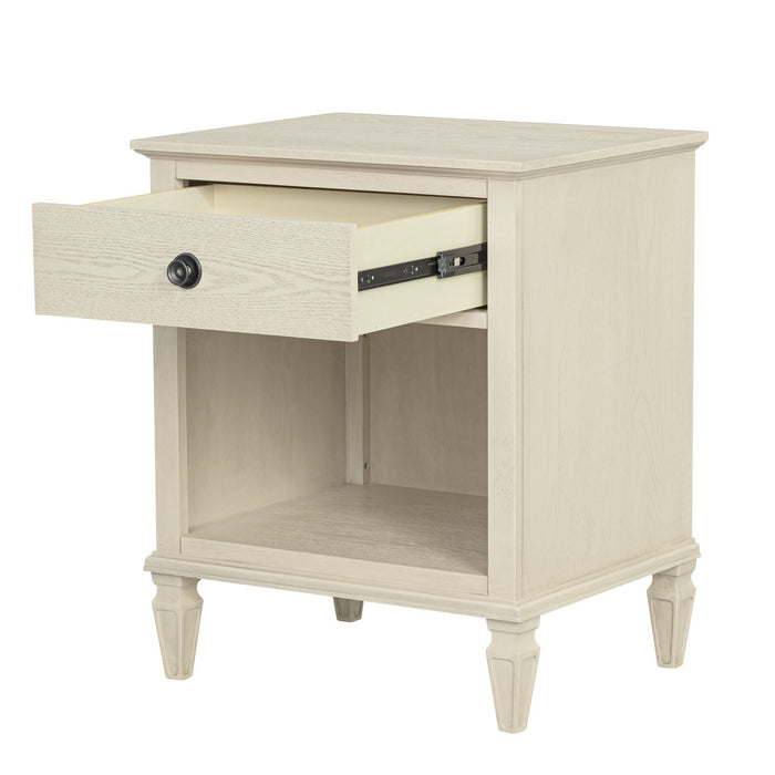 Victoria - One-Drawer Nightstand With Shelf - Antique Cream - Simple Home Plus