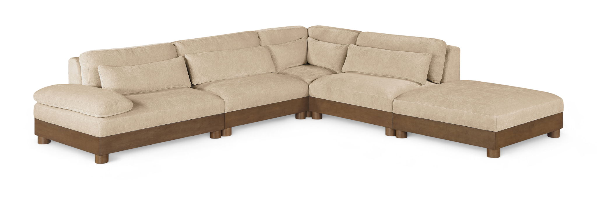 Turin - Chenille Fabric Upholstered Modular Sectional - Beige - Simple Home Plus