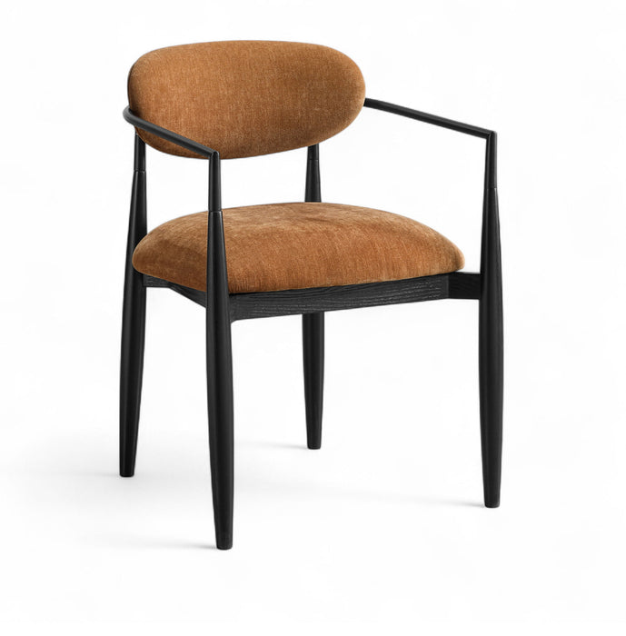 Riccio - Fabric Dining Arm Chair (Set of 2) - Black Frame - Simple Home Plus