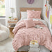 Bailey - Twin/Twin Long Diamond Pucker Comforter Set - Pink - Simple Home Plus