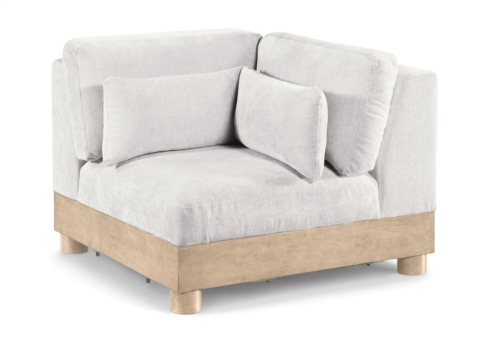 Turin - Chenille Fabric Upholstered Modular Corner Chair - Natural Base - Simple Home Plus