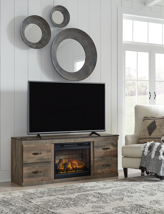Trinell - Brown - TV Stand With Electric Fireplace - Simple Home Plus