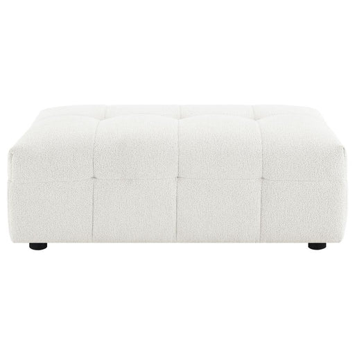 Everly - Boucle Upholstered Rectangular Ottoman - White - Simple Home Plus