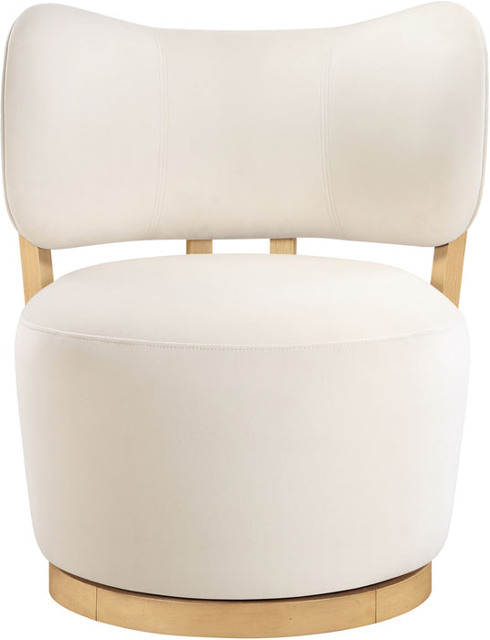 Elara - Velvet Upholstered Swivel Accent Chair - Stained Natural - Simple Home Plus