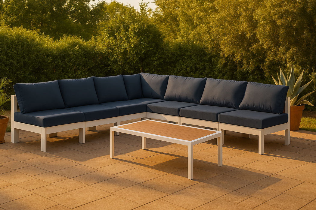 Nizuc - Outdoor Patio 7 Piece Modular Sectional With White Frame - Simple Home Plus