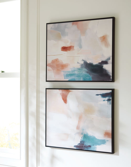 Caldish - Blue / White / Pink - Wall Art Set (Set of 2) - Simple Home Plus