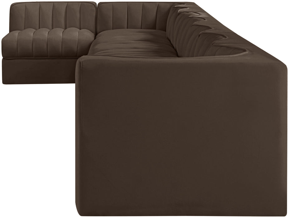 Rummi - Velvet Performance Fabric Upholstered 8 Piece Modular Sectional, L-Shaped (Right) - Simple Home Plus