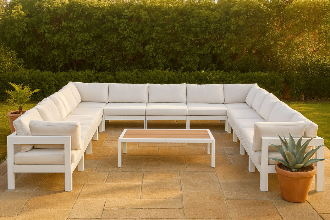 Nizuc - Outdoor Patio 13 Piece Modular Sectional With White Frame - Simple Home Plus