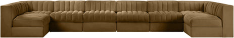 Rummi - Velvet Performance Fabric Upholstered 8 Piece Modular Sectional (With 2 Corner Chairs) - Simple Home Plus
