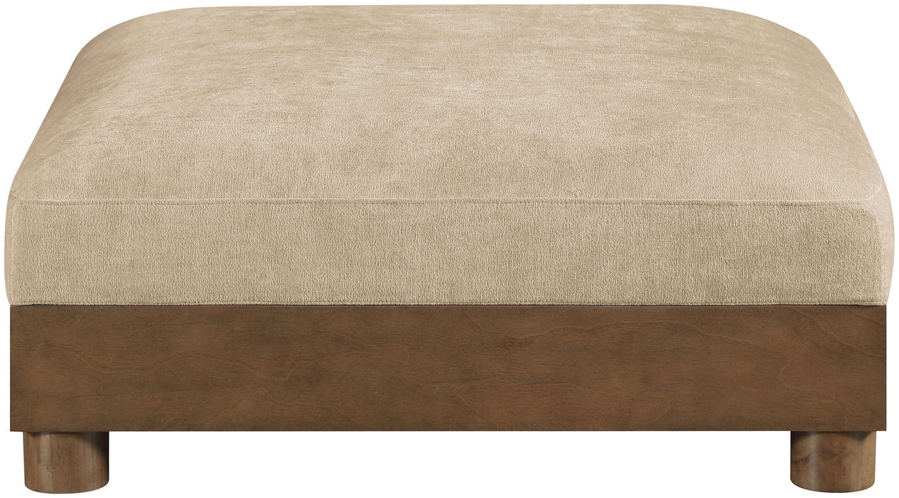 Turin - Chenille Fabric Upholstered Modular Ottoman - Walnut Base - Simple Home Plus
