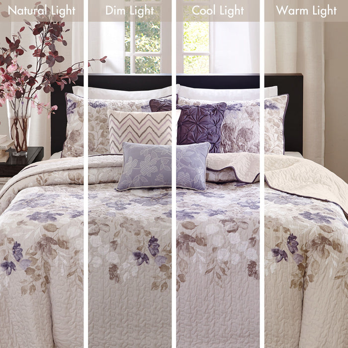 Luna - King 6 Piece Reversible Coverlet Set - Taupe - Simple Home Plus