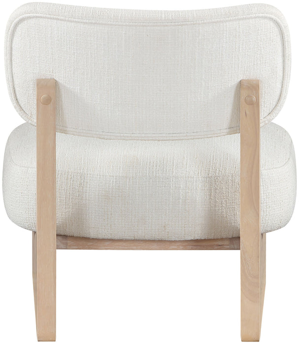 Vetra - Linen Textured Fabric Upholstered Accent Chair With Natural Base - Simple Home Plus