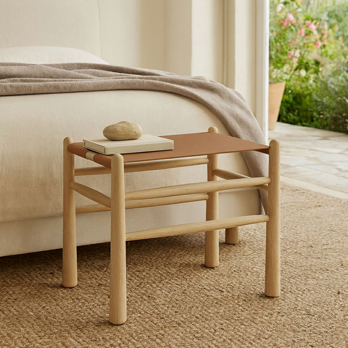 Santos - Faux Leather Upholstered Bench - Natural Frame - Simple Home Plus