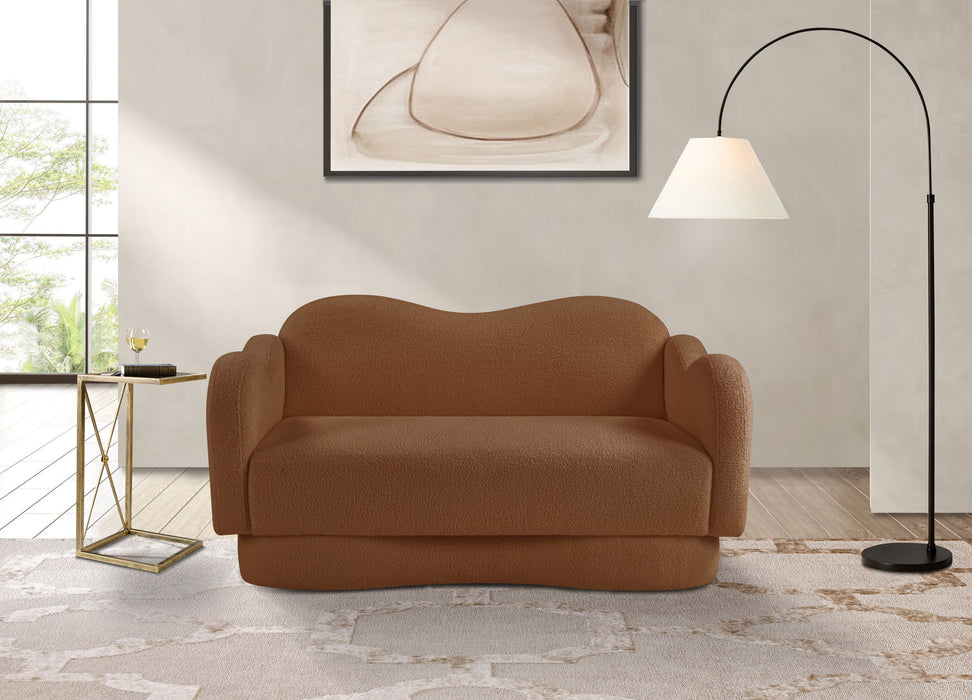 Bloom - Teddy Fabric Loveseat - Saddle - Simple Home Plus