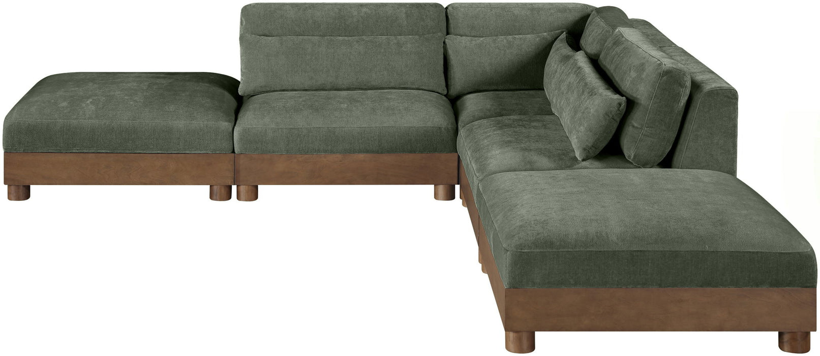 Turin - Chenille Fabric Upholstered Modular Sectional - Green - Simple Home Plus