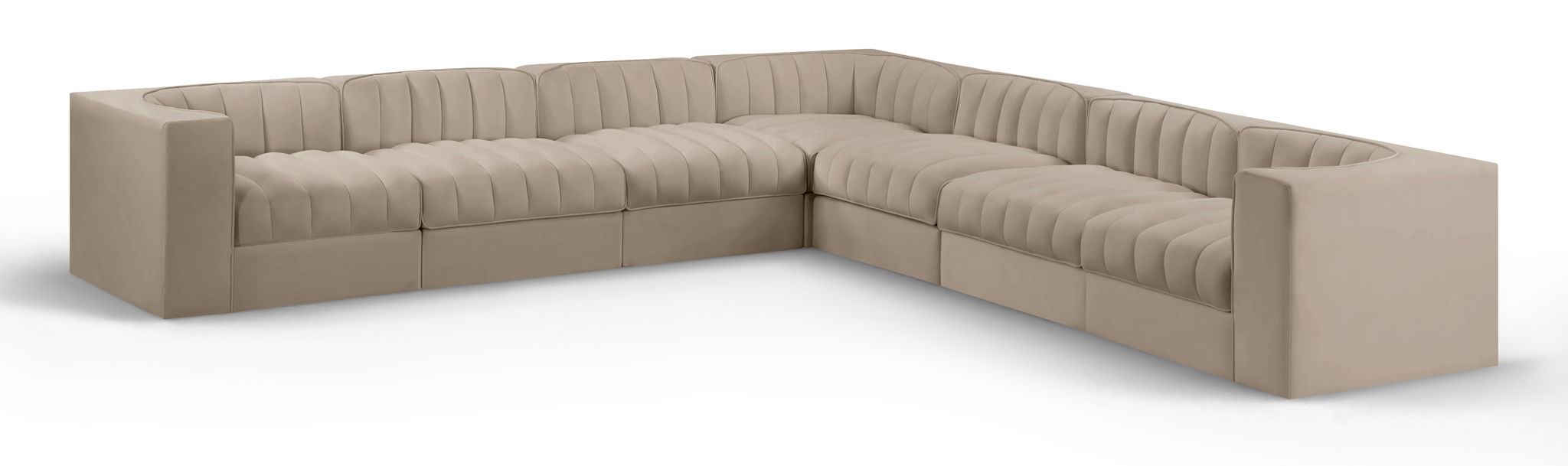 Rummi - Symmetrical Velvet Performance Fabric Upholstered 7 Piece Modular Sectional (With 3 Corner Chairs) - Simple Home Plus