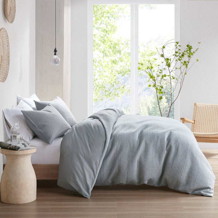 Ellis - 3 Piece Full Duvet Set - Heathered Gray - Simple Home Plus