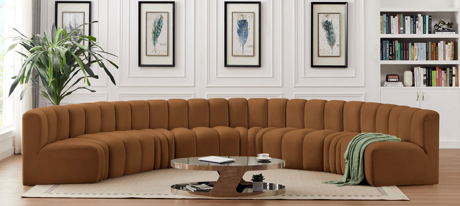 Arc - Velvet 8 Piece U-Shaped Modular Sofa - Saddle - Simple Home Plus
