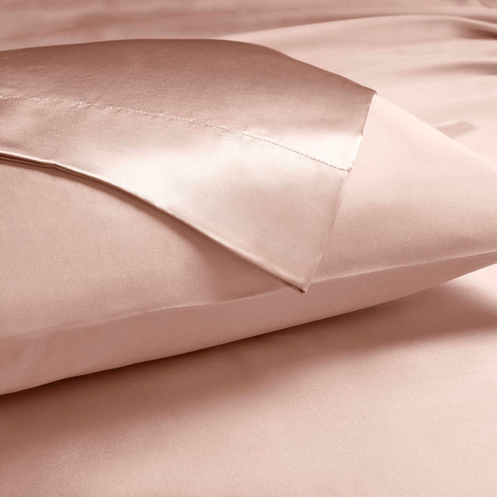 Satin - Wrinkle - California King Free Luxurious 6 Piece Sheet Set - Blush