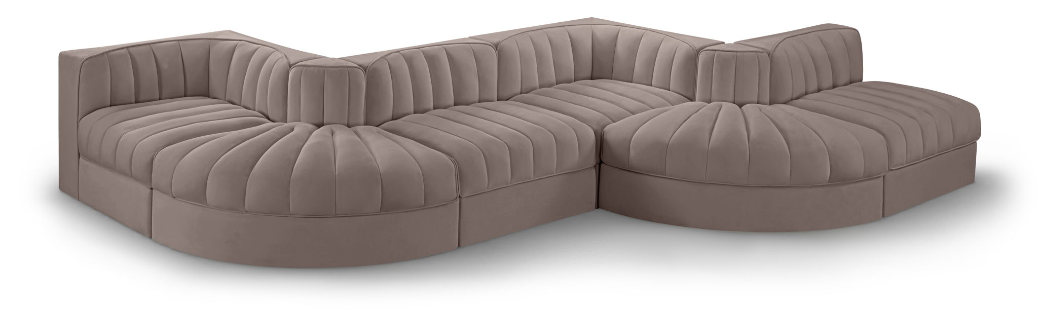 Rummi - Rounded Velvet Performance Fabric Upholstered 6 Piece Modular Sectional - Simple Home Plus