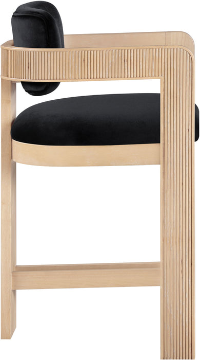 Sacha - Velvet Stool With Natural Base