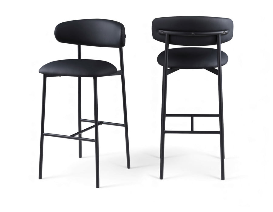 Lupita - Vegan Leather Upholstered Bar Stool With Matte Black Frame (Set of 2) - Simple Home Plus