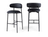 Lupita - Vegan Leather Upholstered Bar Stool With Matte Black Frame (Set of 2) - Simple Home Plus