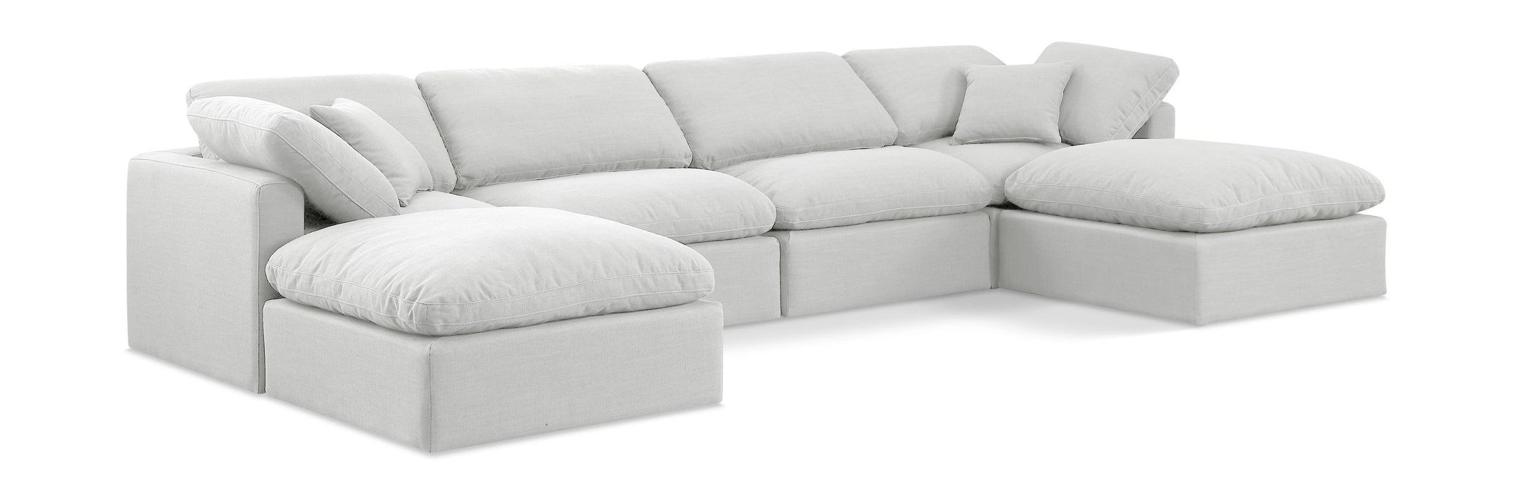 Indulge - Linen 6 Piece Modular Double Chaise Sectional - White - Simple Home Plus