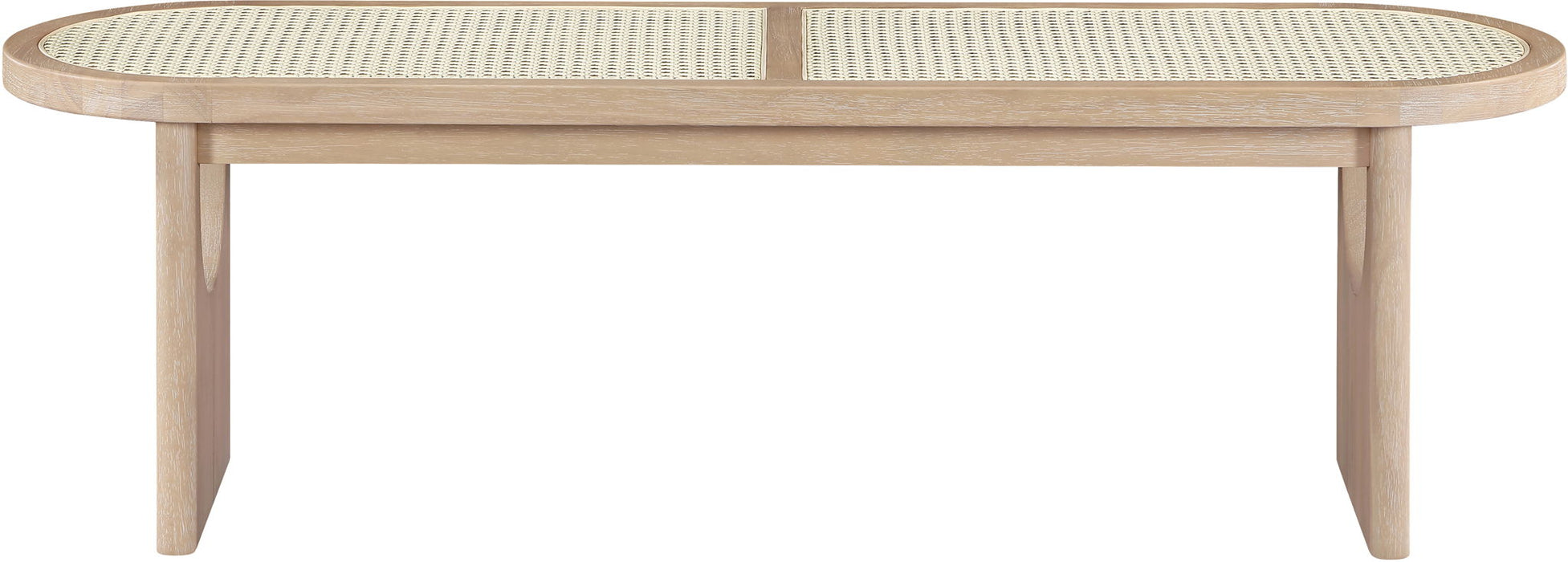 Canovia - Solid Wood And Faux Cane Bench - Simple Home Plus