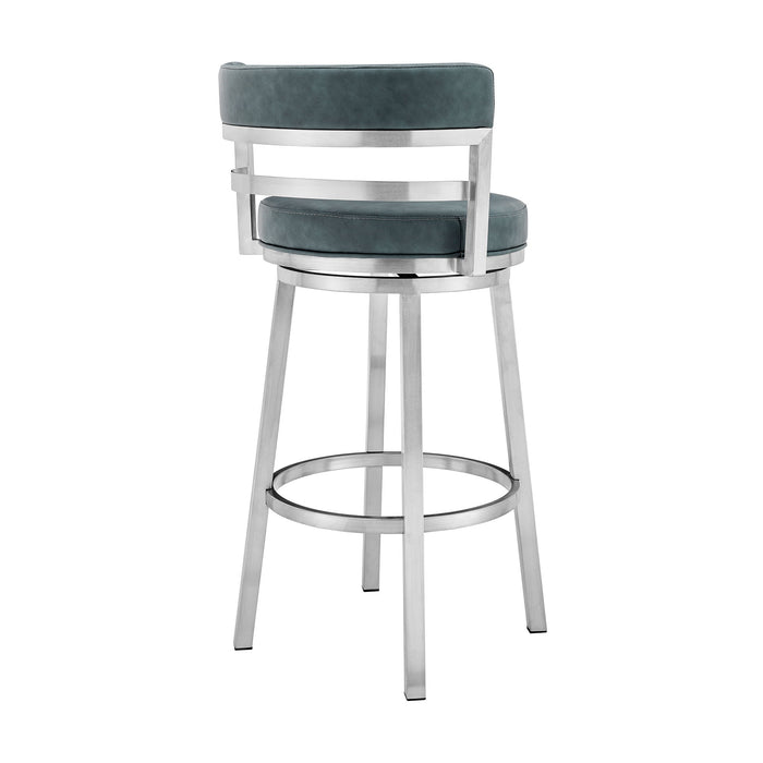 Titana - Swivel Faux Leather And Brushed Stainless Steel Bar Stool