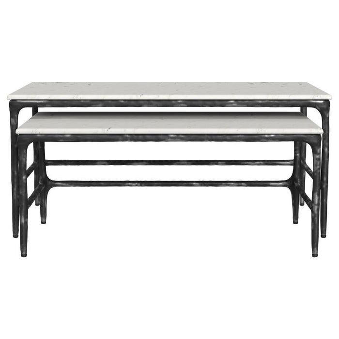 Ebby - 2 Piece Genuine Marble Top Nesting Coffee Tables - White - Simple Home Plus