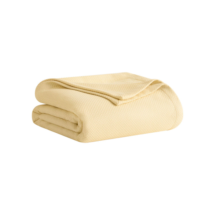 Egyptian Cotton - Twin 100% Certified Egyptian Cotton Blanket - Micro-Herringbone Yellow
