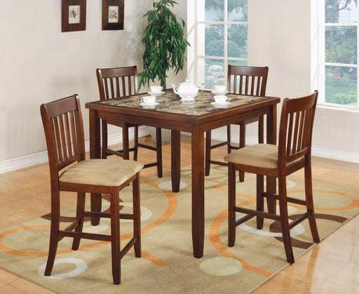 Jardin - 5 Piece Counter Height Dining Set - Red Brown And Tan - Simple Home Plus