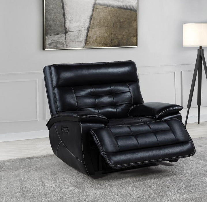 Hewitt - Leather Upholstered Dual Power Recliner Chair - Black - Simple Home Plus