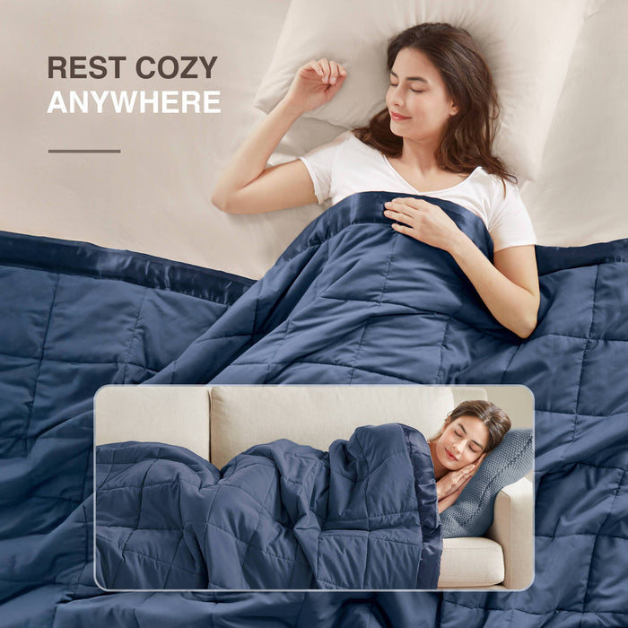 Windom - All Season Hypoallergenic Twin Blanket With 3M Scotchgard - Navy - Simple Home Plus