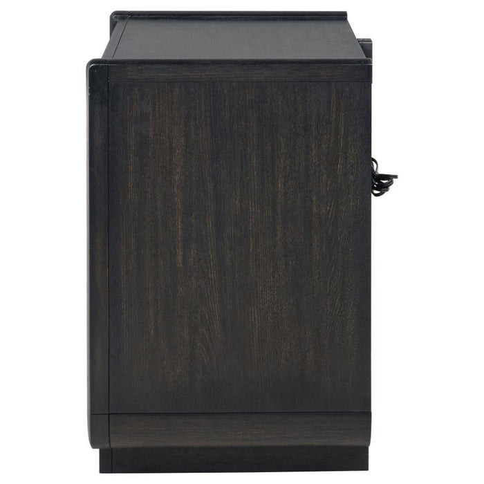 Leandro - 2-Drawer LED Nightstand With USB - Burnished Black - Simple Home Plus