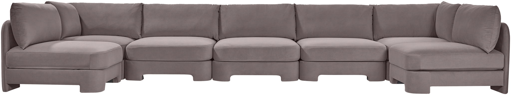 Hammond - Velvet Performance Fabric Upholstered 7 Piece U-Shaped Armless Sectional