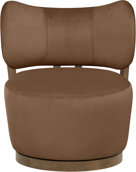 Elara - Velvet Upholstered Swivel Accent Chair - Stained Brown - Simple Home Plus