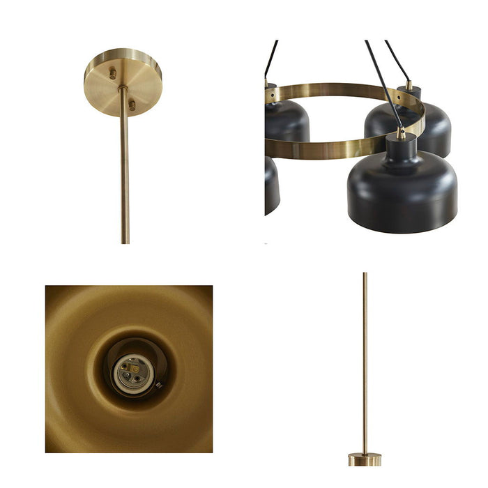 Abbott - 4-Light Metal Shade Chandelier - Black / Gold - Simple Home Plus