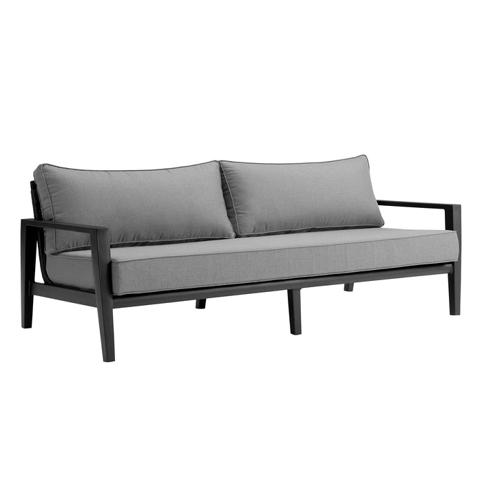 Cayman - 4 Piece Black Aluminum Outdoor Seating Set With Dark Gray Cushions