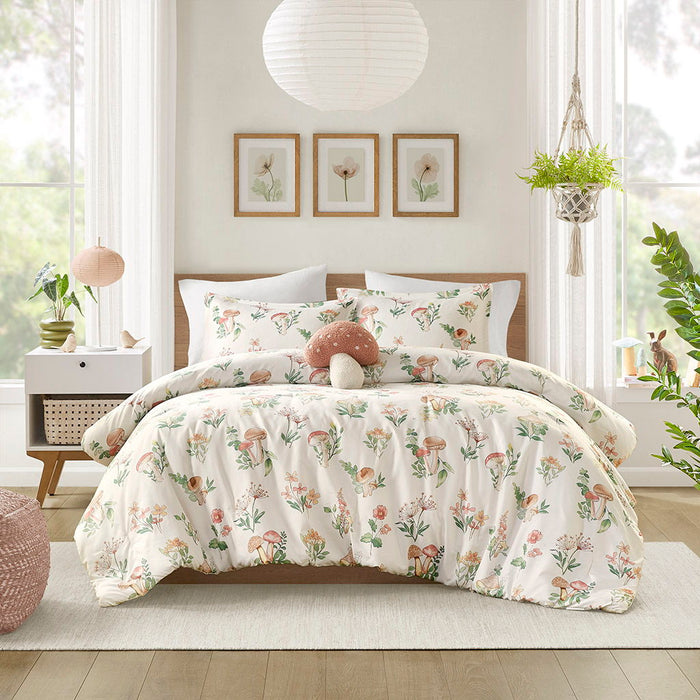 Gwen - Mushroom Garden Comforter Set - Green / Beige - Simple Home Plus